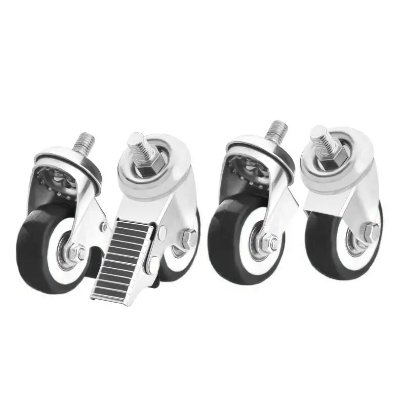 Vier Drehrollen für Stühle mit einer Bremsrolle in einem Rollen-Set für Stühle basic 4Stk