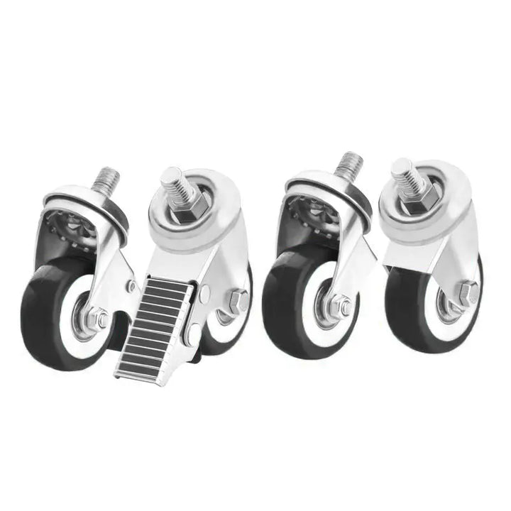 Vier Drehrollen für Stühle mit einer Bremsrolle in einem Rollen-Set für Stühle basic 4Stk