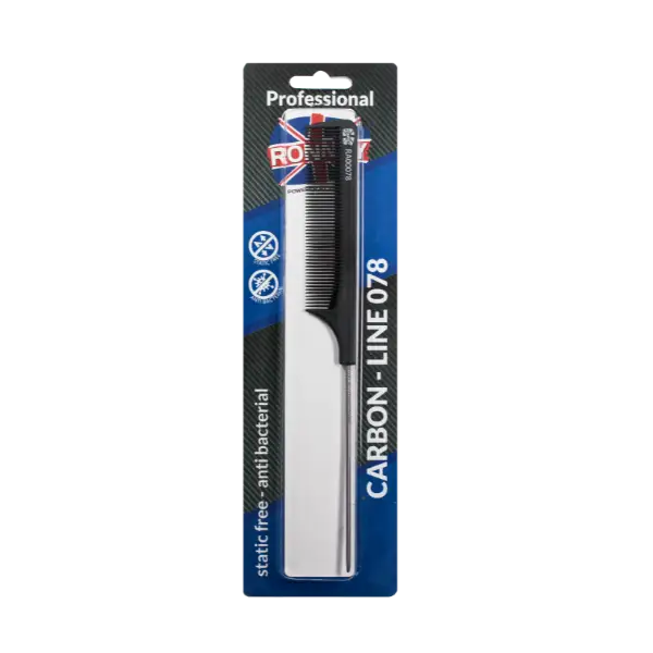 Black und silberner Kamm im Verpackung für RONNEY Carbon-Line 078 Produkt