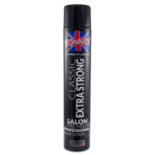 Schwarze Haarspray Dose für starken Halt im RONNEY Classic Haarspray Extrastrong
