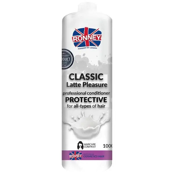 Ronney Classic Latte Pleasure Haar Conditioner Flasche auf Produktverpackung