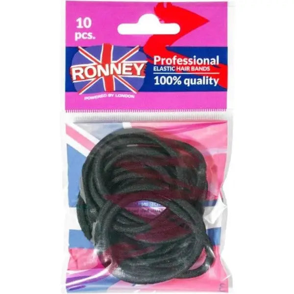 Verpackte schwarze elastische Haargummis von RONNEY Haargummi Schwarz
