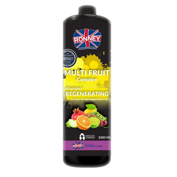 Schwarze Flasche RONNEY Multi Fruit Complex Shampoo für vielfältige Haarpflege