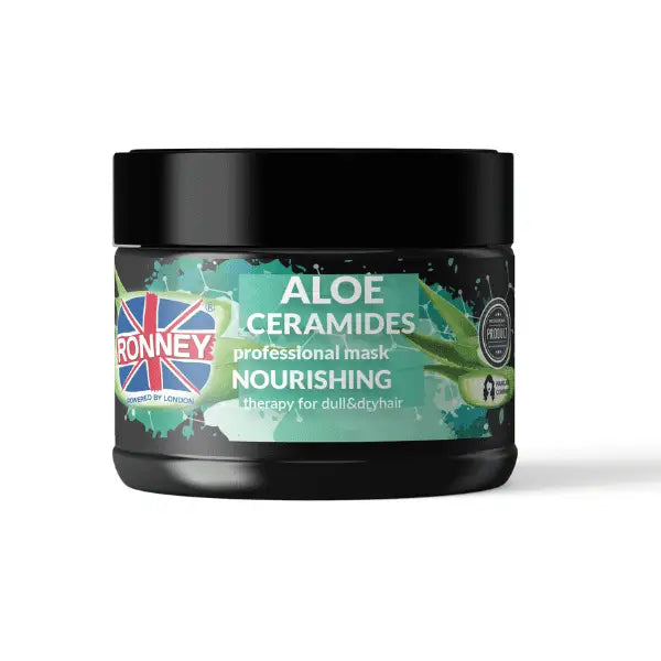 Schwarzer Behälter mit Haarmaske Ronney Professional Aloe Ceramides für intensive Pflege