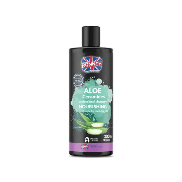 Schwarze Flasche Ronney Professional Aloe Ceramides Shampoo für Haarepflege