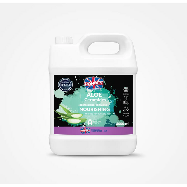 Weiße Karaffe mit Aloe Ceramides Haarbehandlung für das Ronney Professional Aloe Ceramides Shampoo