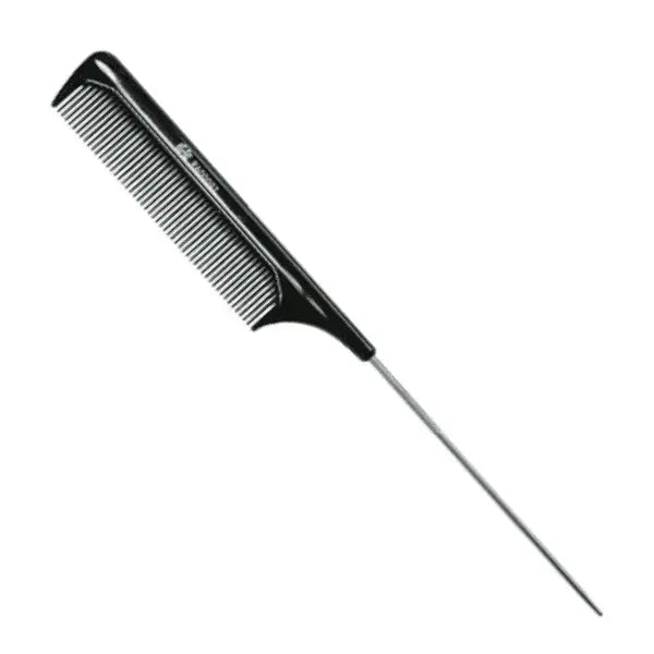 Schwarzer Kunststoffkamm mit Metallstiel im Ronney Professional Comb Pro-Lite Haarkamm