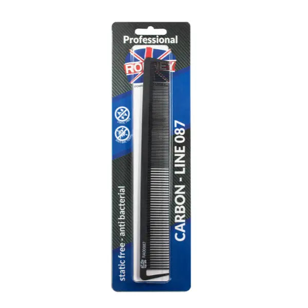 Ronney Professional Haarkamm Carbon Line 087 in Verpackung, schwarzer Kohlekamm