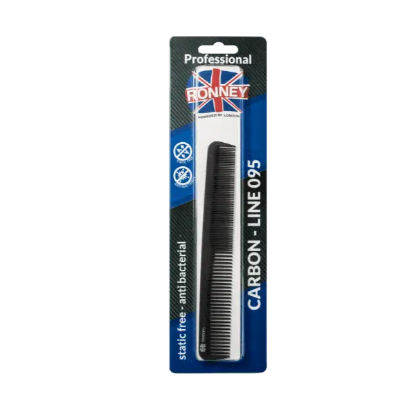 Black Carbon Kamm im Verpackung für Ronney Professional Haarkamm Carbon Line 095