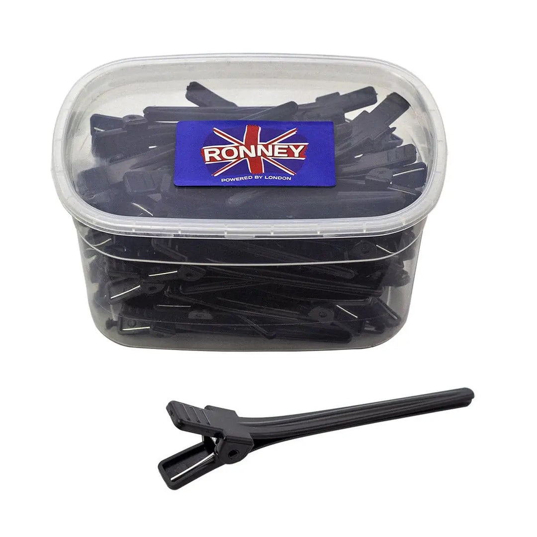 Schwarze Haarspangen im Plastikbehälter für professionelle Haarstyling von Ronney