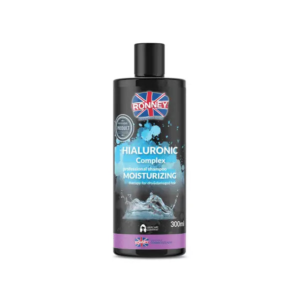 Schwarze Flasche Ronney Professional Hialuronic Complex Shampoo Feuchtigkeits