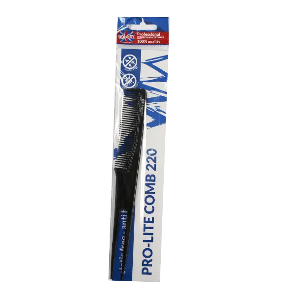 Blacker Kamm in Verpackung von Ronney Professional Pro-Lite Haarkamm