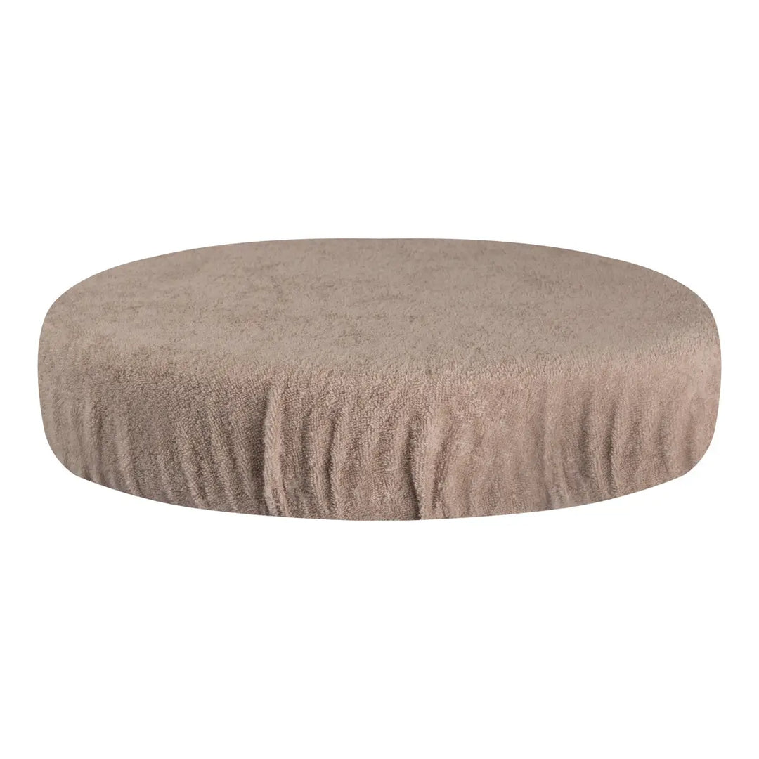 Runder, beiger, strukturierter Hockerbezug für Schonbezug für Hocker Beige