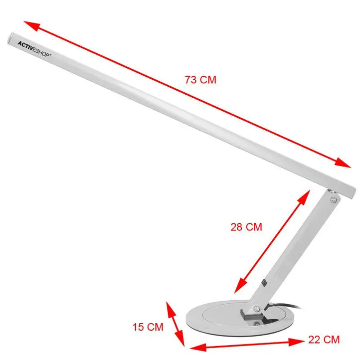 Silberne verstellbare Schreibtischlampe Slim 20W Alu mit Maßen