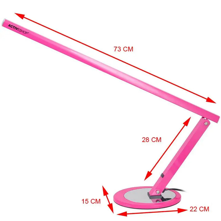 Pink adjustable Schreibtischleuchte slim 20W Rosa mit Maßen für modernen Arbeitsplatz