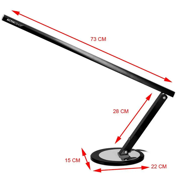 Schwarze verstellbare Schreibtischlampe Slim 20W mit Maßen