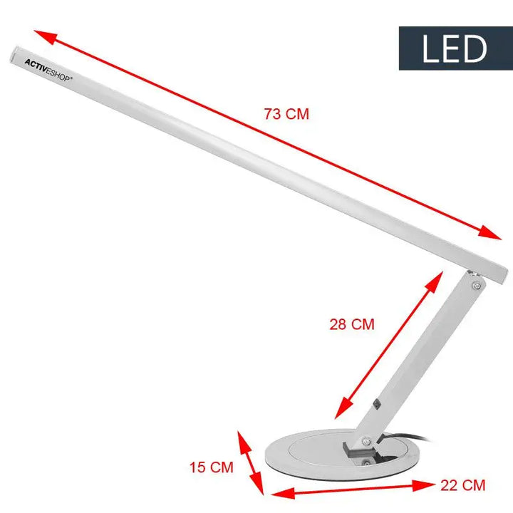 Silberne LED Schreibtischlampe Slim LED Silber Metallic mit Maßangaben