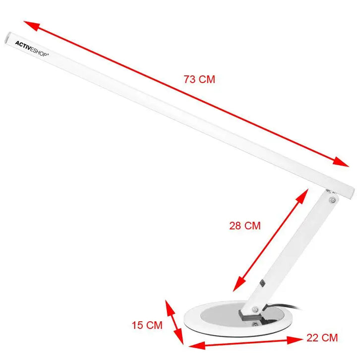 Weiße verstellbare Schreibtischlampe Slim LED Weiss mit Maßen für Büro- und Schreibtischnutzung