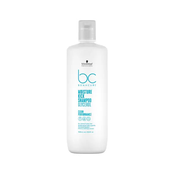 Weiße Flasche Schwarzkopf BC Bonacure Moisture Kick Shampoo für intensive Feuchtigkeit