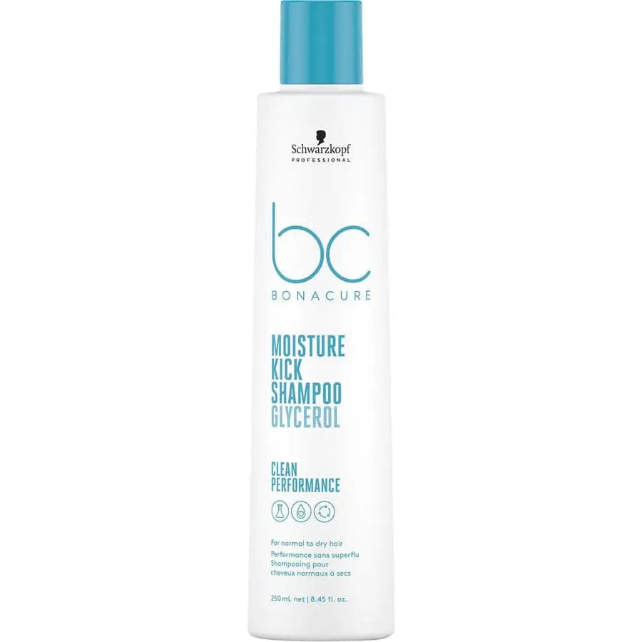 Weiße Shampoo-Flasche mit blauer Kappe für Schwarzkopf BC Bonacure Moisture Kick