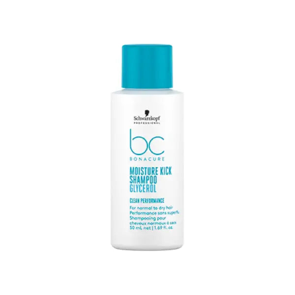 Schwarzkopf BC Bonacure Moisture Kick Shampoo in weißer Flasche mit blauer Kappe