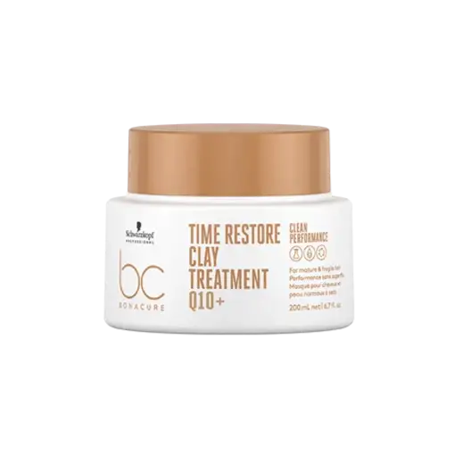 Schwarzkopf BC Time Restore Clay Treatment in weißem Glas mit braunem Deckel