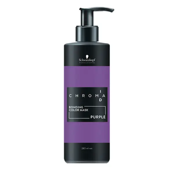 Purple Haarmaske in schwarzer Pumpflasche für intensiven Farbglanz Schwarzkopf Chroma Bonding