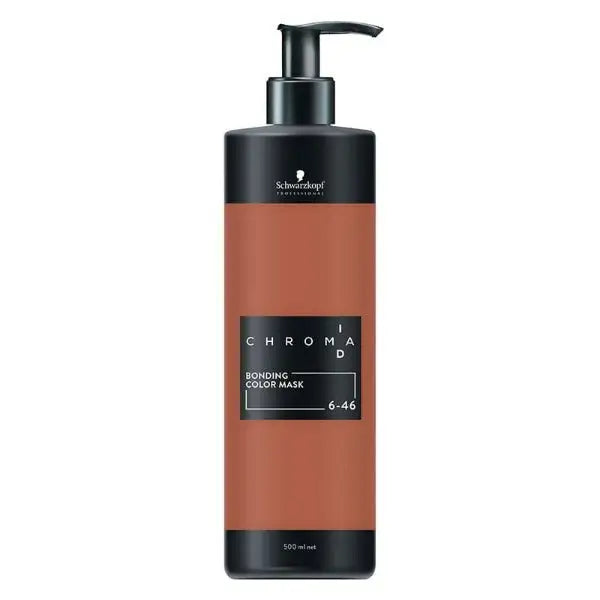 Braune Haarfarbe Maske im Pumpflasche Schwarzkopf Chroma ID Bonding Color Mask