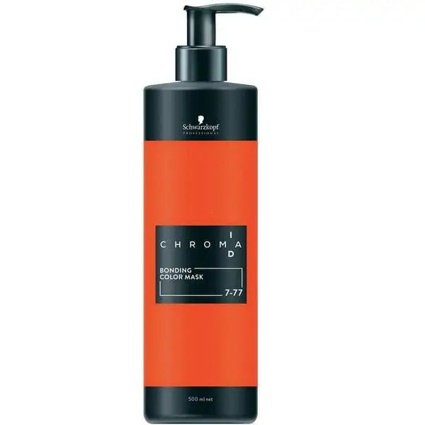 Schwarzkopf Chroma ID Bonding Color Mask Flasche mit orange und schwarzen Haarfarbenbestandteilen