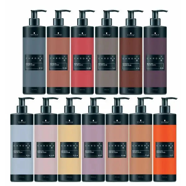 Sammlung von Schwarzkopf Chroma ID Bonding Color Masks für Haarfarbe und Pflege