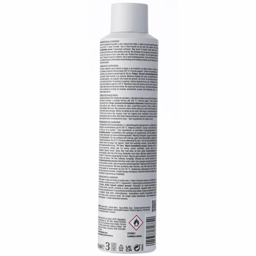 Weiße Aerosol-Spraydose mit Produktinformationen für Schwarzkopf OSiS Elastic Haarspray
