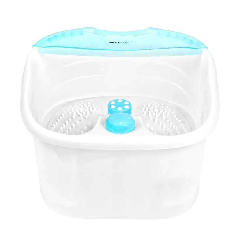 Weiße und blaue Fussbadewanne mit Massagegerät und Temperaturerhaltung Set am-506a