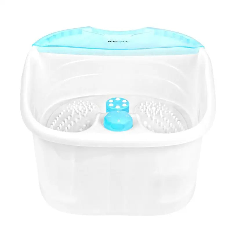 Weiße und blaue Fussbadewanne mit Fussmassagegerät und Temperaturerhaltungstechnologie