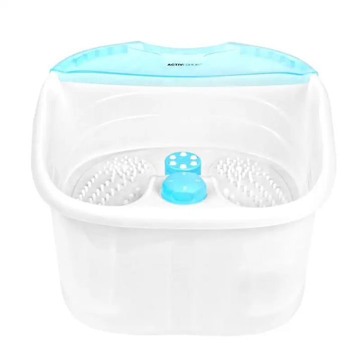 Weiße und blaue Fussbadewanne mit Fussmassagegerät und Temperaturerhaltungstechnologie