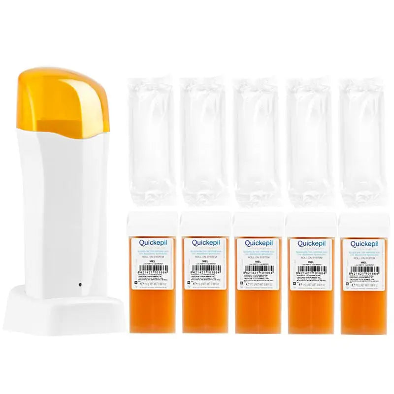 Waxing Kit mit Heizung, Wachs Cartridge und Streifen für dauerhafte Haarentfernung