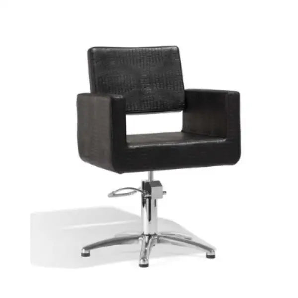 Sibel Felicitas Friseurstuhl Croco Schwarz 5-Beinig - Friseurstuhl