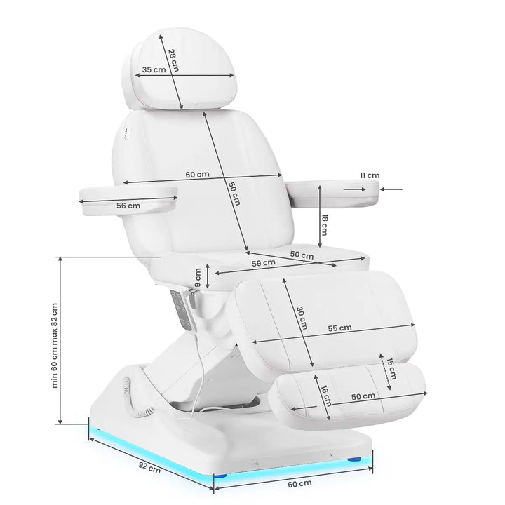 SILLON Elektrischer Kosmetiksessel Luxury 3 Motoren weiß - Kosmetiksessel