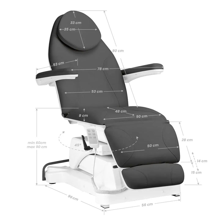 Sillon Kosmetikstuhl Elektrisch Basic PEDI 3 Drehmororen grau - Kosmetikstuhl
