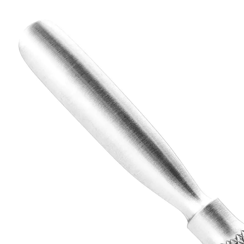 Polished metal handle of Snippex Nagelhautschieber 886 for manicure tools