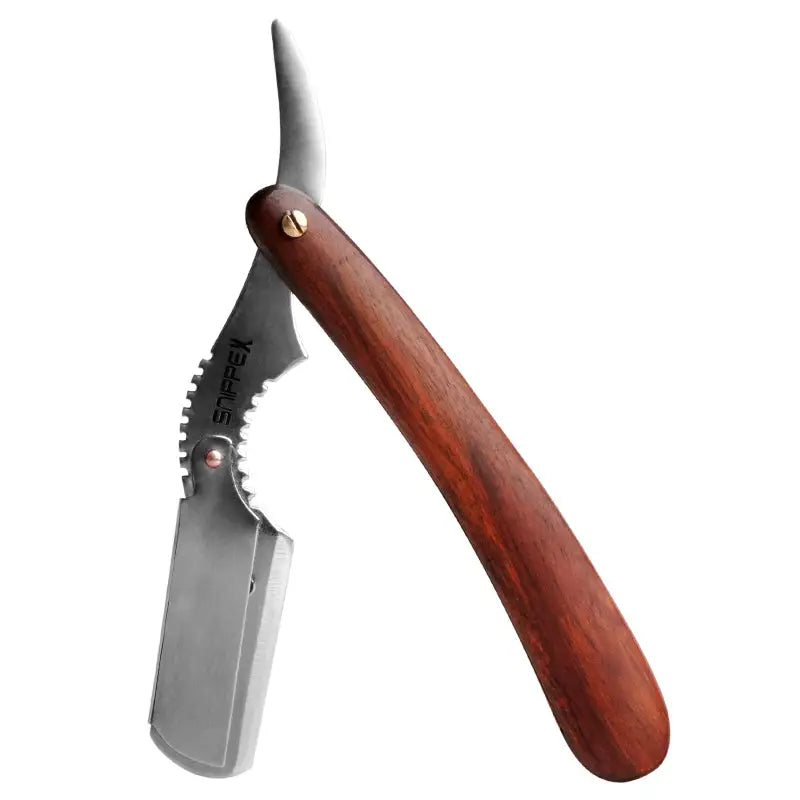 Offenes Rasiermesser mit Holzgriff für präzises Rasieren im Snippex Rasiermesser Razor 129 Holz