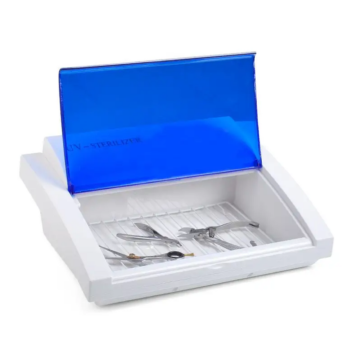 Weißer UV-Desinfektor mit blauer Deckel für hygienische Sauberkeit in Sterilisator UV-C Blue
