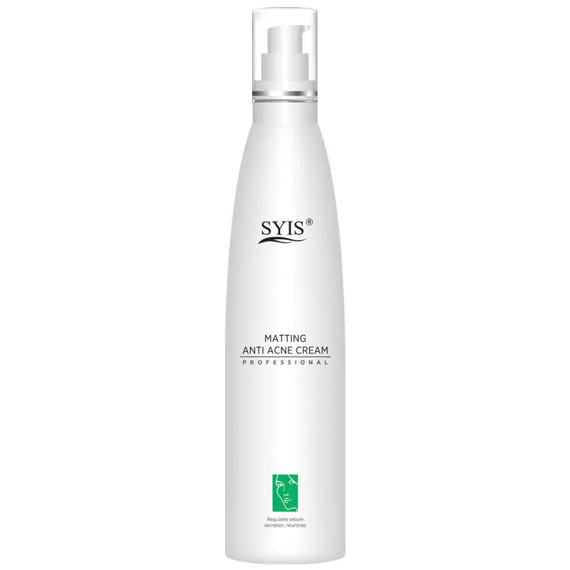 Weiße Flasche mit Anti-Akne-Creme für die Hautpflege in Syis Creme-anti-akne-maske 200ml
