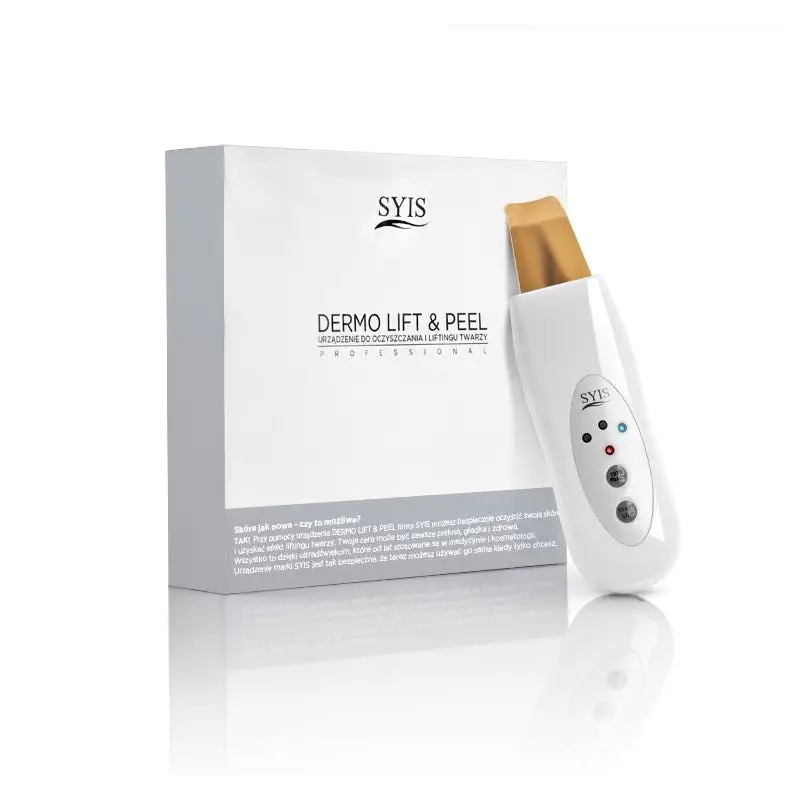 Facial Reinigungsgerät mit Goldspatel im Syis Gerät Dermo Lift&Peel Skin Scrubber Packung
