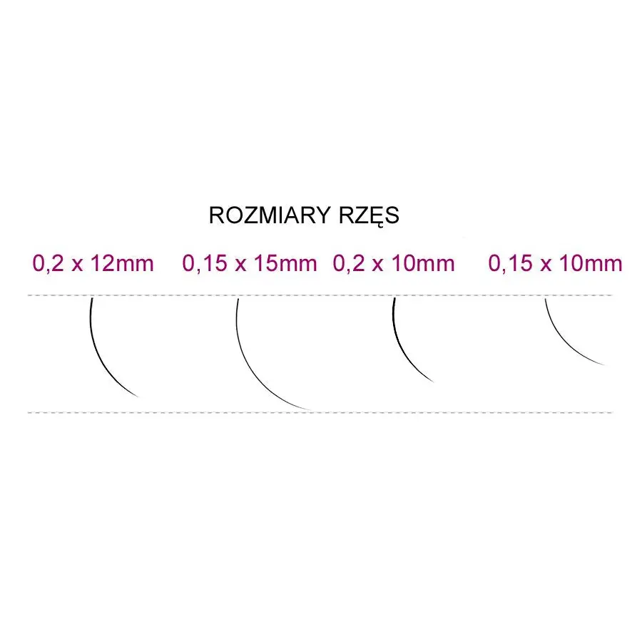 Eyelash size chart für Syis Wimpern j 0,20 x 12 mm 0,25 g