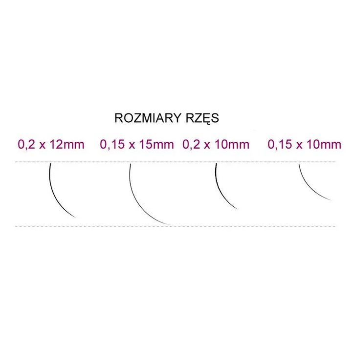 Eyelash size chart für Syis Wimpern j 0,20 x 12 mm 0,25 g