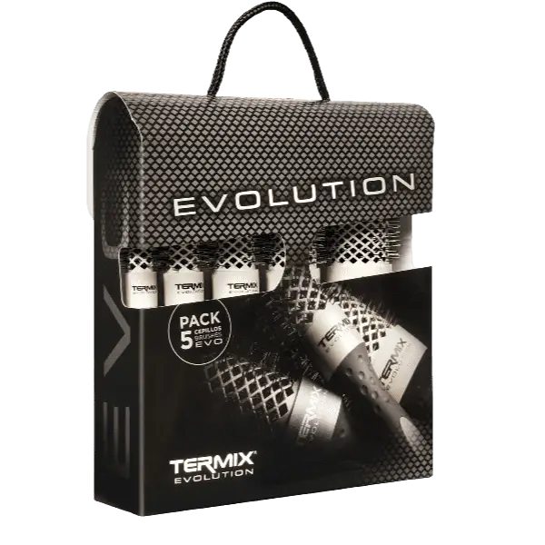 Verpacktes Set runder Haarbürsten Termix Evolution Soft für professionelles Styling