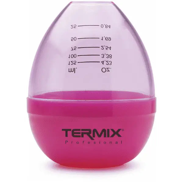 Pink Eierförmiger Messbecher im Termix Farbmixerfor optimale Farbengabe