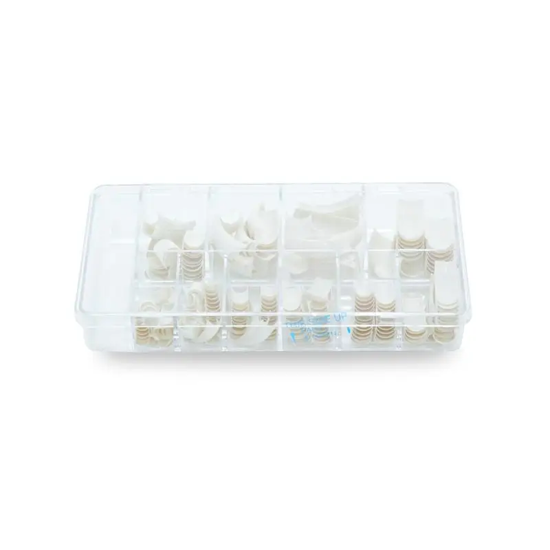 Transparente Plastikorganisationsbox mit weißen Nagelspitzen für Tipps French 250f
