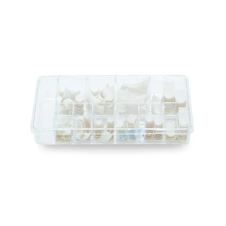 Transparente Plastikorganisationsbox mit weißen Nagelspitzen für Tipps French 250f