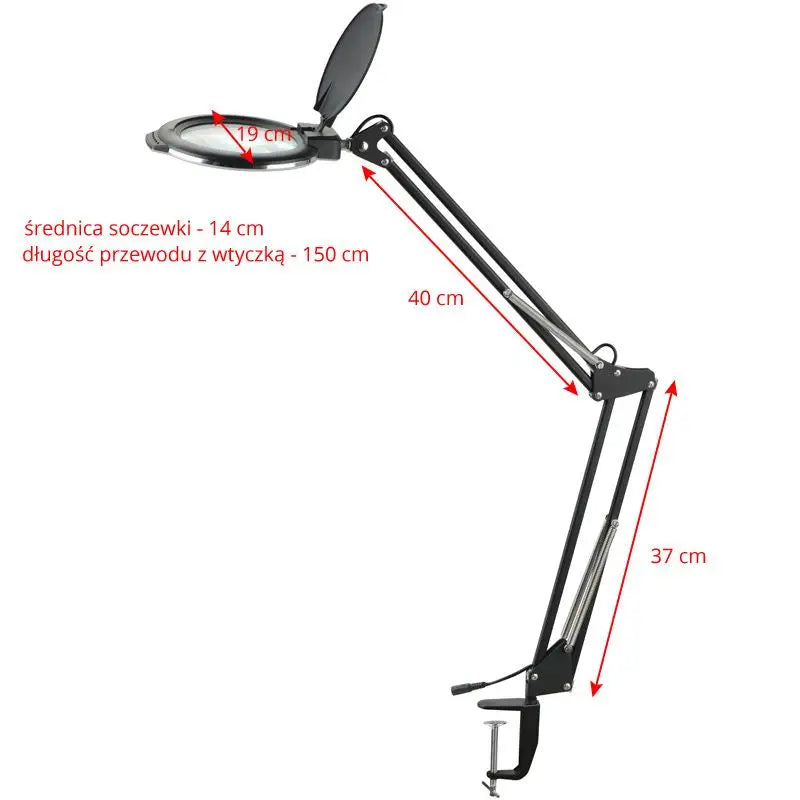 Verstellbare LED-Magnifying-Lampe mit Clamp-Basis für Tisch, weiß